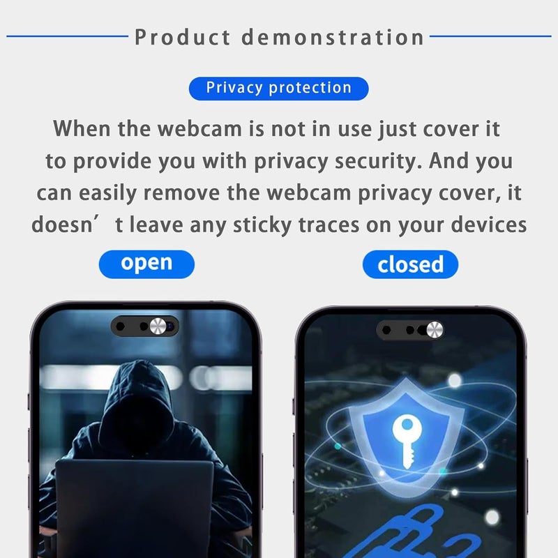 EYSOFT Phone Webcam Cover,Updated Front Camera Cover Compatible for iPhone 15/15 Plus/15 Pro/15 Pro Max/16/16Plus/16 Pro/16 Pro Max,Protect Privacy and Security,Not Affect Face ID, 2 Pack-Silver - Image 3